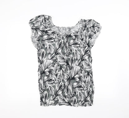 Preloved Matalan Womens White Floral  Basic T-Shirt Size 14 - Front