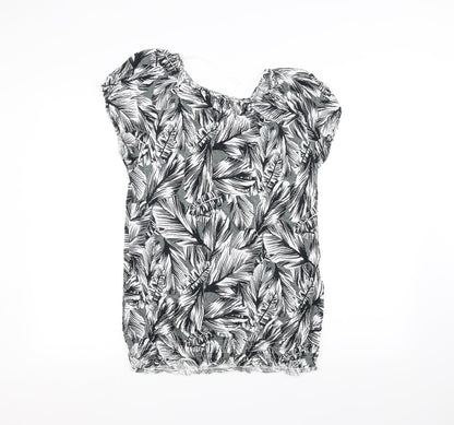 Preloved Matalan Womens White Floral  Basic T-Shirt Size 14 - Back