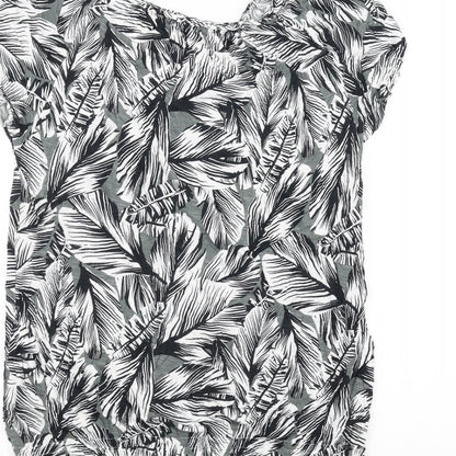 Preloved Matalan Womens White Floral  Basic T-Shirt Size 14 - Label