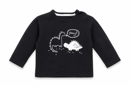 Front view of George Baby Black Basic T-Shirt, size 6-9, Months