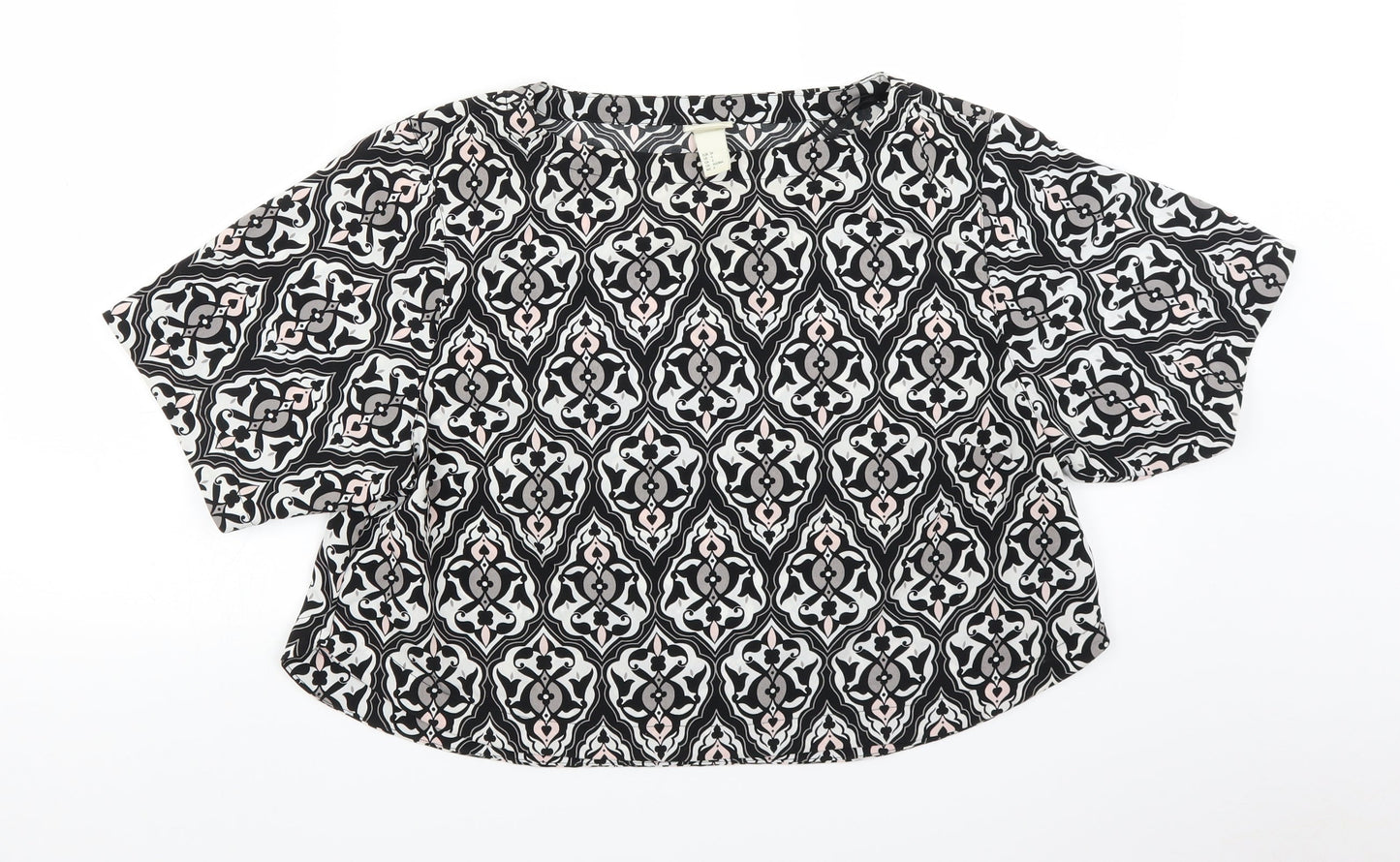 conscious Womens White Geometric  Basic Blouse Size 8