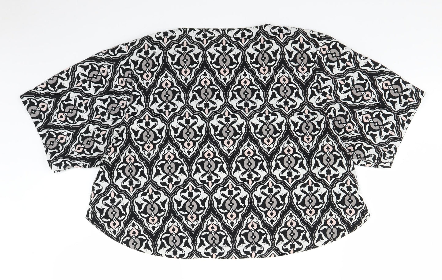 conscious Womens White Geometric  Basic Blouse Size 8