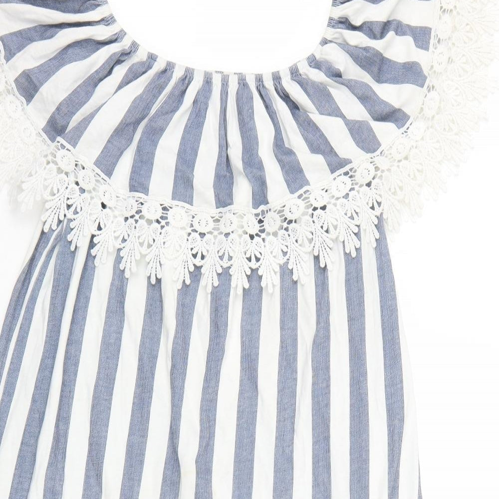Preworn Womens White Striped  A-Line  One Size