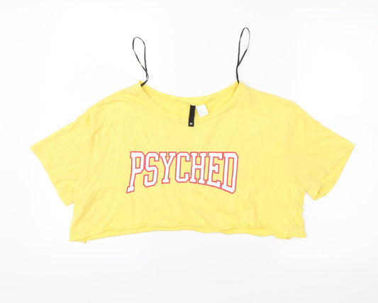 Divided Womens Yellow   Cropped T-Shirt Size M