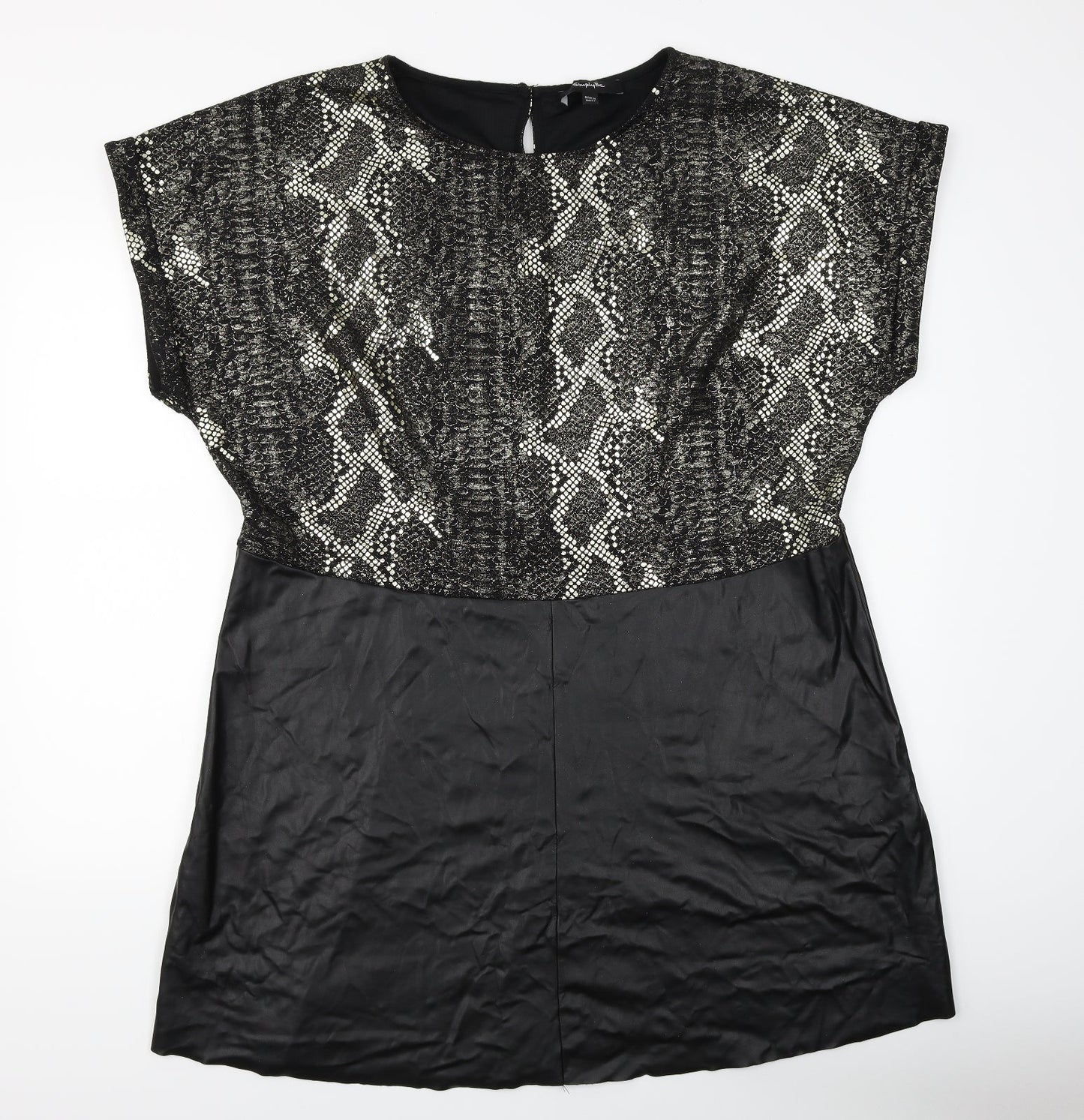 Simply Be Womens Black Animal Print  Shift  Size L