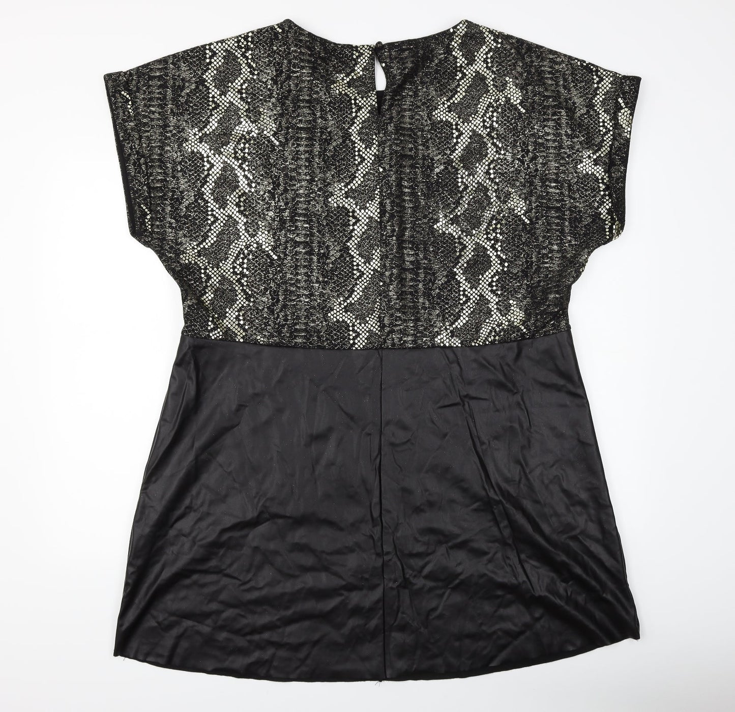 Simply Be Womens Black Animal Print  Shift  Size L