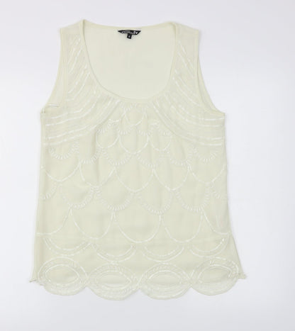 Preloved Matalan Womens Ivory Geometric Chiffon Basic Tank Size 12 - Front