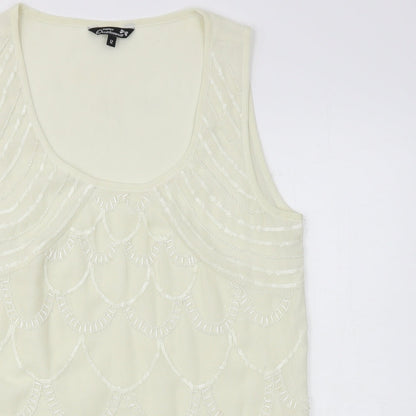 Preloved Matalan Womens Ivory Geometric Chiffon Basic Tank Size 12 - Detail