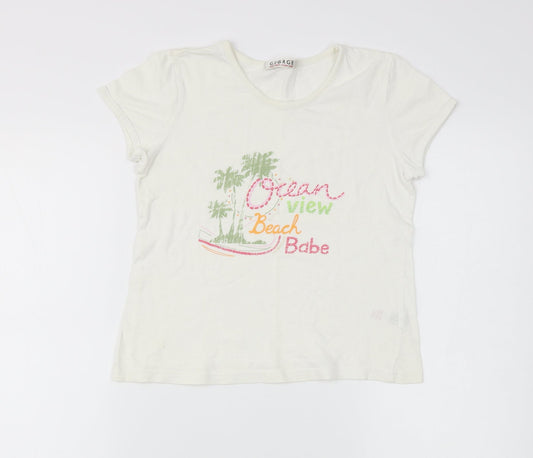 George Girls Ivory   Basic T-Shirt Size 9-10 Years