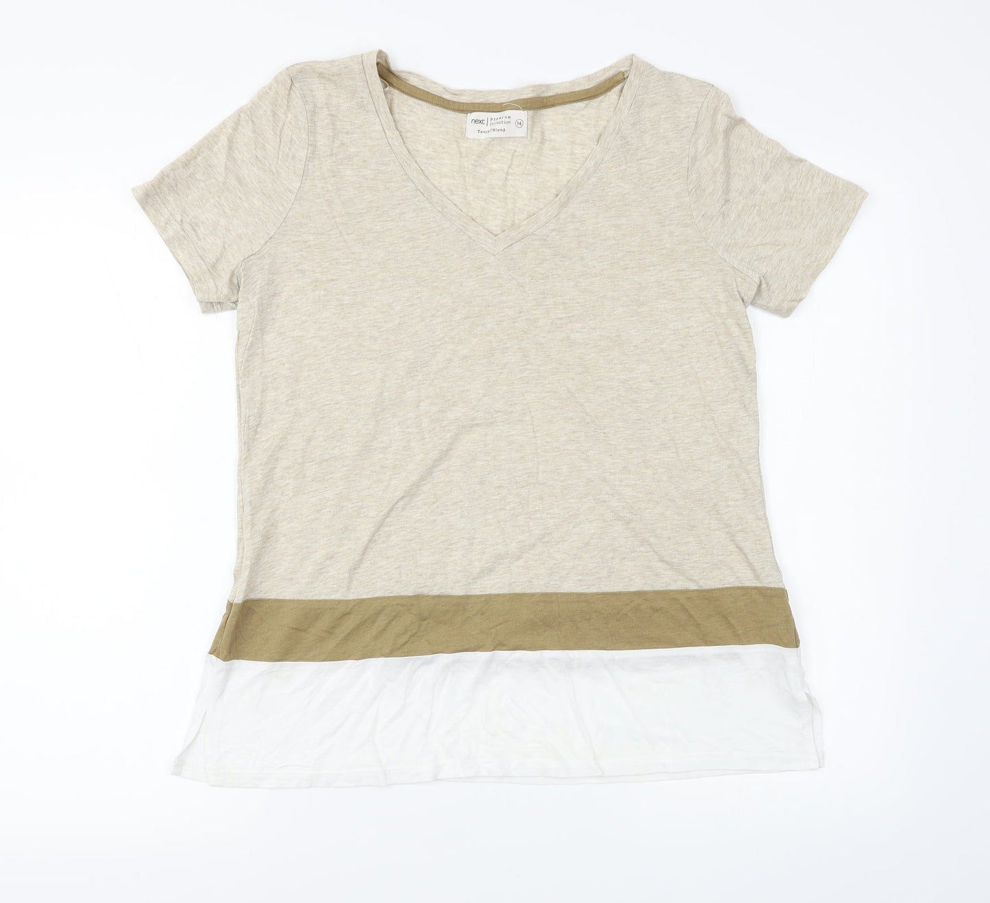 NEXT Womens Brown Striped  Basic T-Shirt Size 14