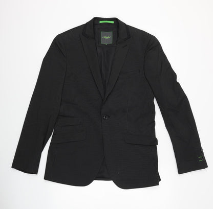 Preloved Method Mens Black Striped  Jacket Blazer Size 38 - Front