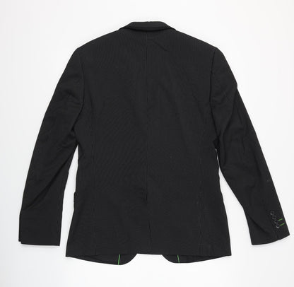 Preloved Method Mens Black Striped  Jacket Blazer Size 38 - Back