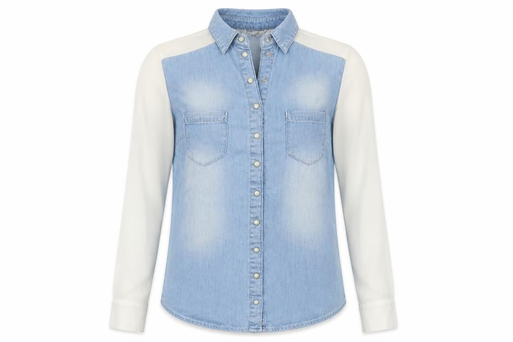 miss denim Womens Blue  Denim Basic Button-Up Size 8