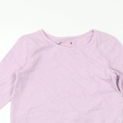 Close-up detail of Tu girls’ purple basic t-shirt, size 8, years