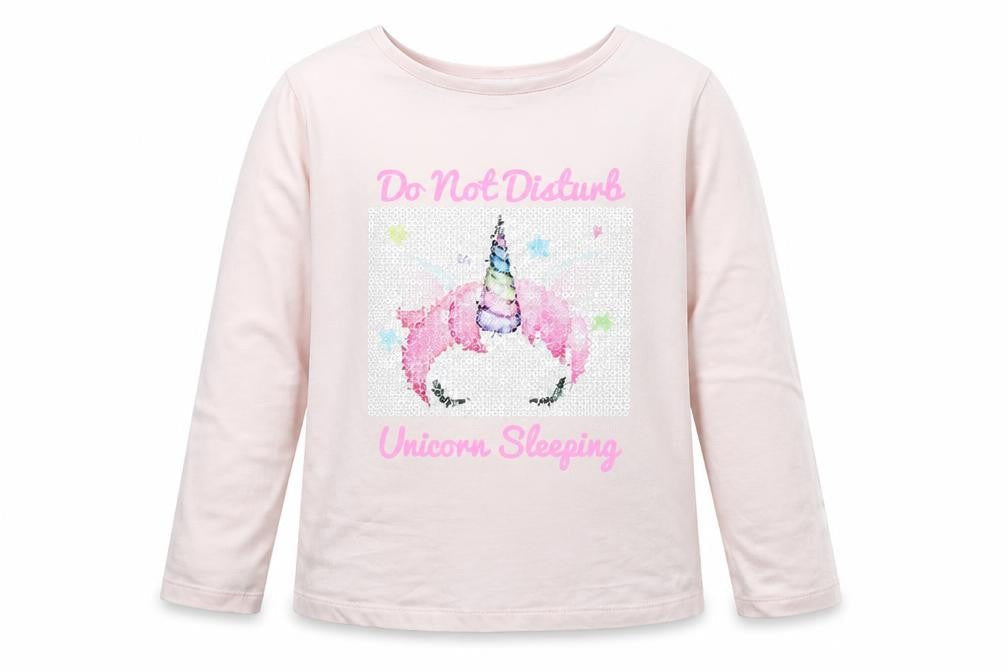 George Girls Pink   Basic T-Shirt Size 7 Years  - Unicorn