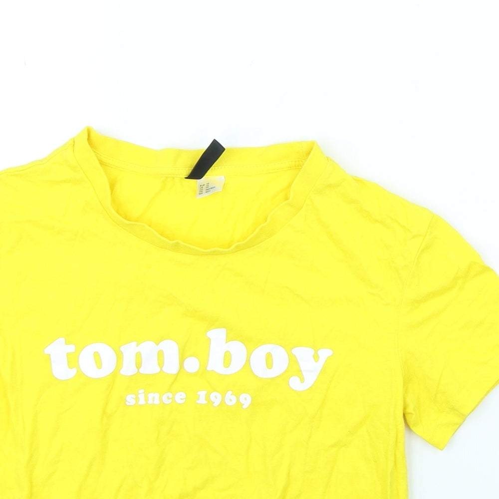 Divided Womens Yellow   Cropped T-Shirt Size XS