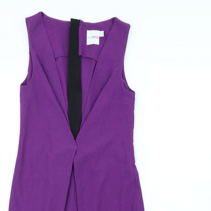 Close-up detail of Asos women’s purple mini, size UK 6