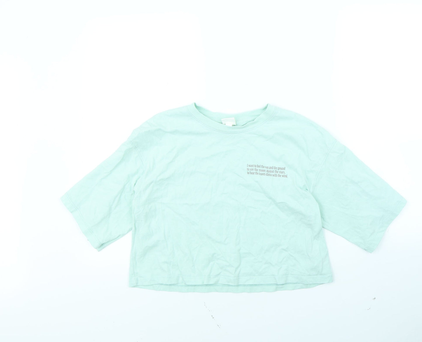 H&M Womens Green   Cropped T-Shirt Size S