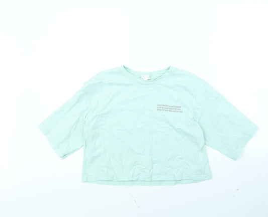 H&M Womens Green   Cropped T-Shirt Size S