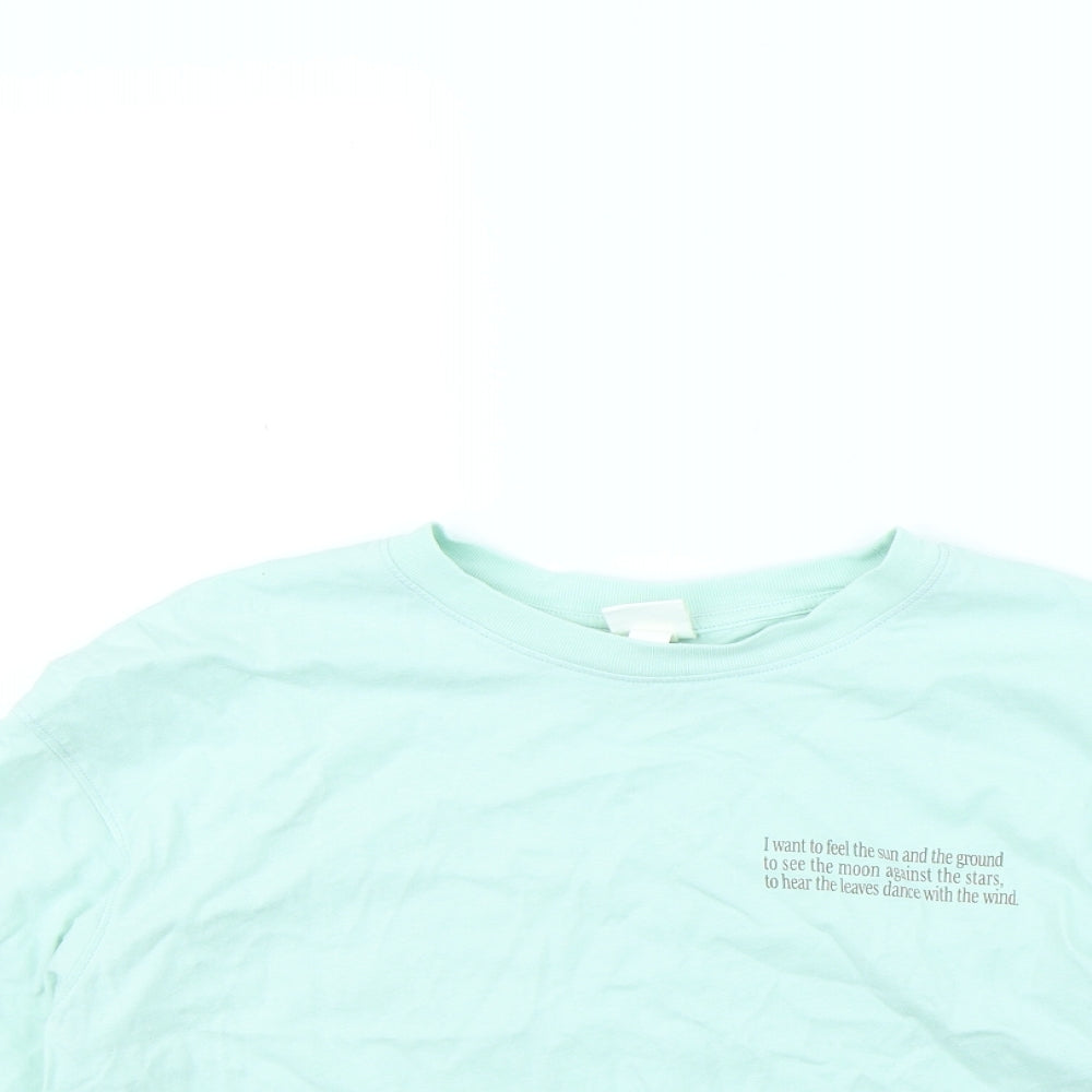 H&M Womens Green   Cropped T-Shirt Size S