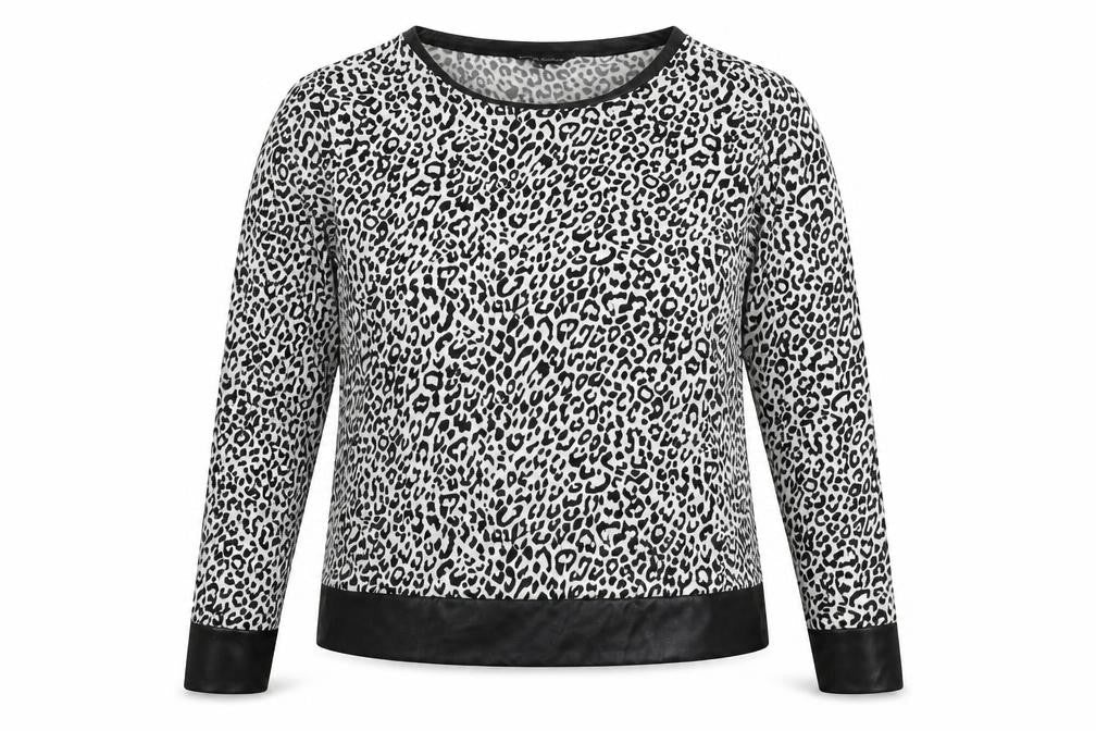 Candy Couture Womens White Animal Print  Basic T-Shirt Size 16  - faux leather trims