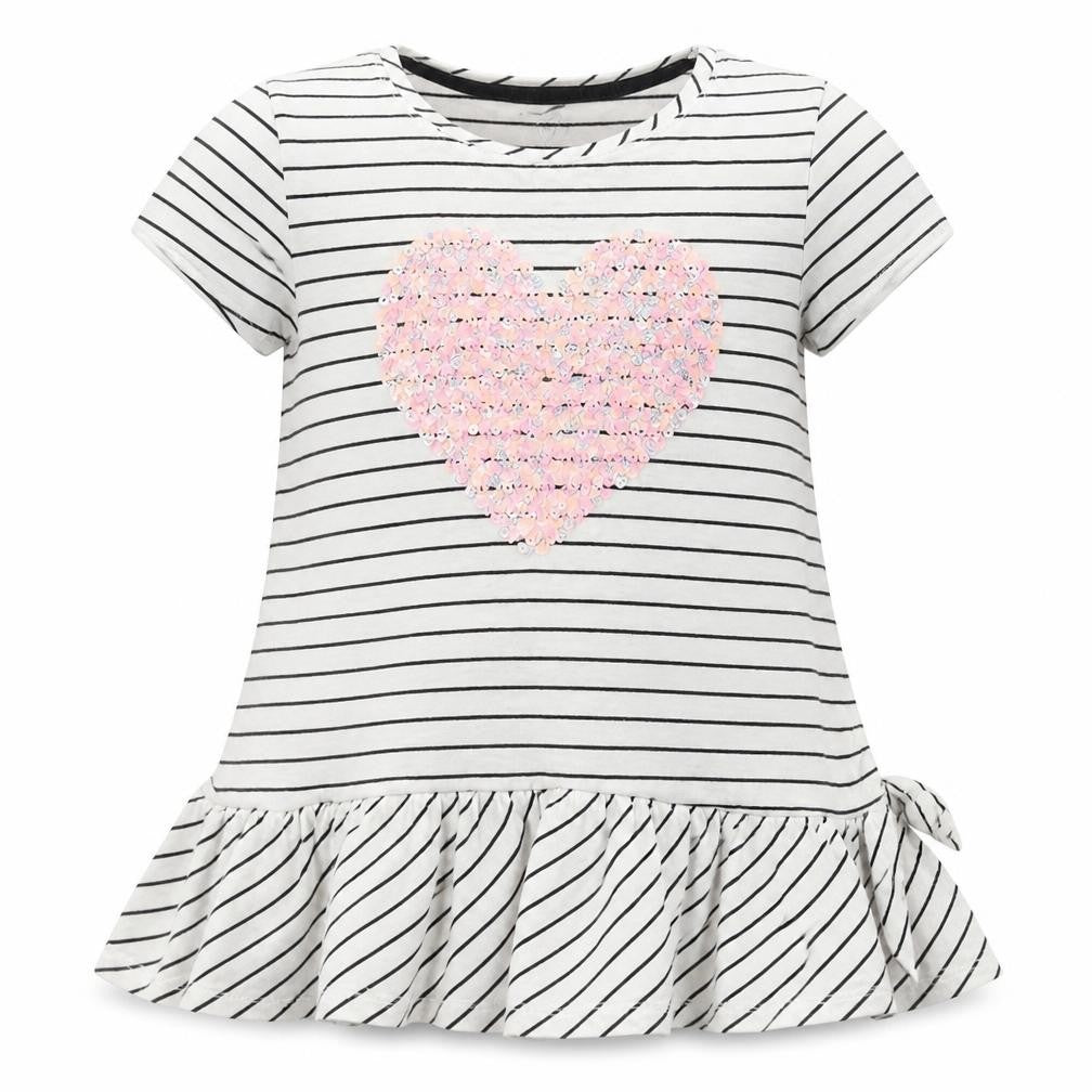 Unbranded Girls White Striped  Basic Blouse Size 5-6 Years  - heart