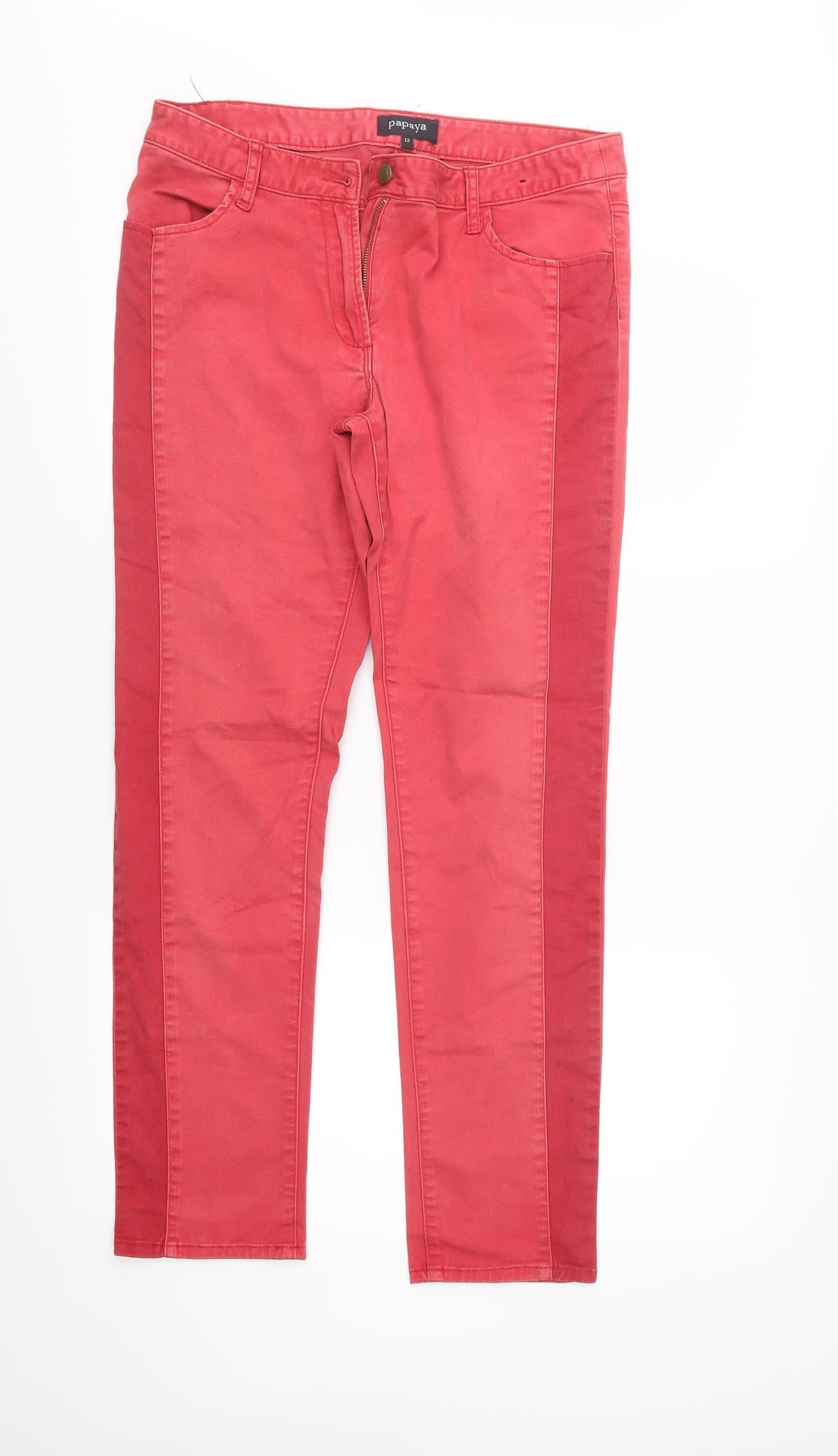 Papaya Womens Red  Denim Straight Jeans Size 12 L28 in