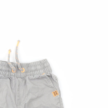 Close-up detail of F&F boys’ grey cargo trousers, size 12-18, months