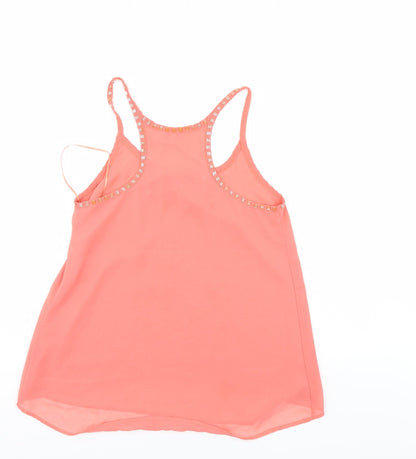 Back view of Be Beau women’s pink basic blouse, size UK 10