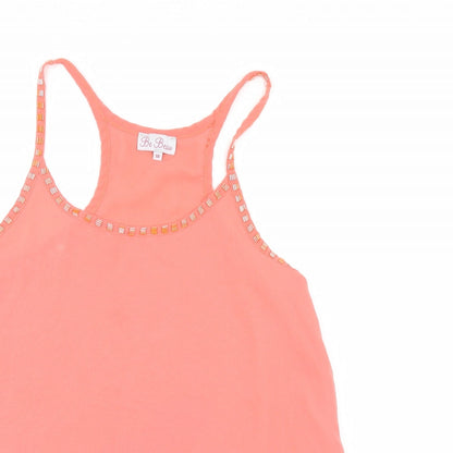 Close-up detail of Be Beau women’s pink basic blouse, size UK 10