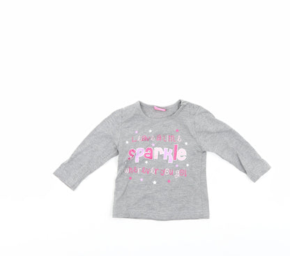 Additional front view of Cutey Couture girls’ grey jumper, size 6-9, months