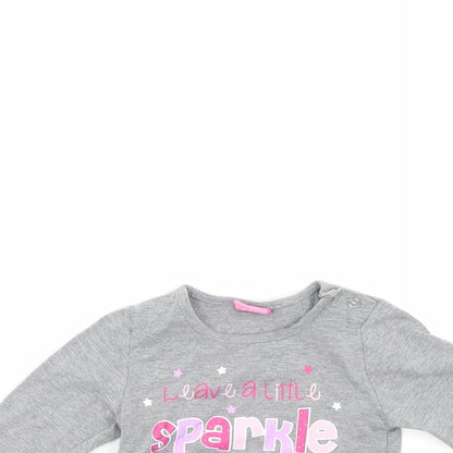 Close-up detail of Cutey Couture girls’ grey jumper, size 6-9, months