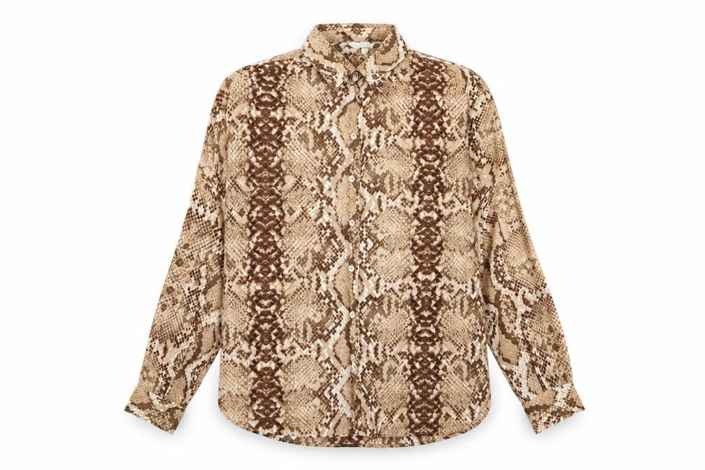 H&M Womens Brown Animal Print  Basic Button-Up Size 12