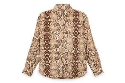 H&M Womens Brown Animal Print  Basic Button-Up Size 12