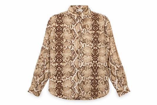 H&M Womens Brown Animal Print  Basic Button-Up Size 12