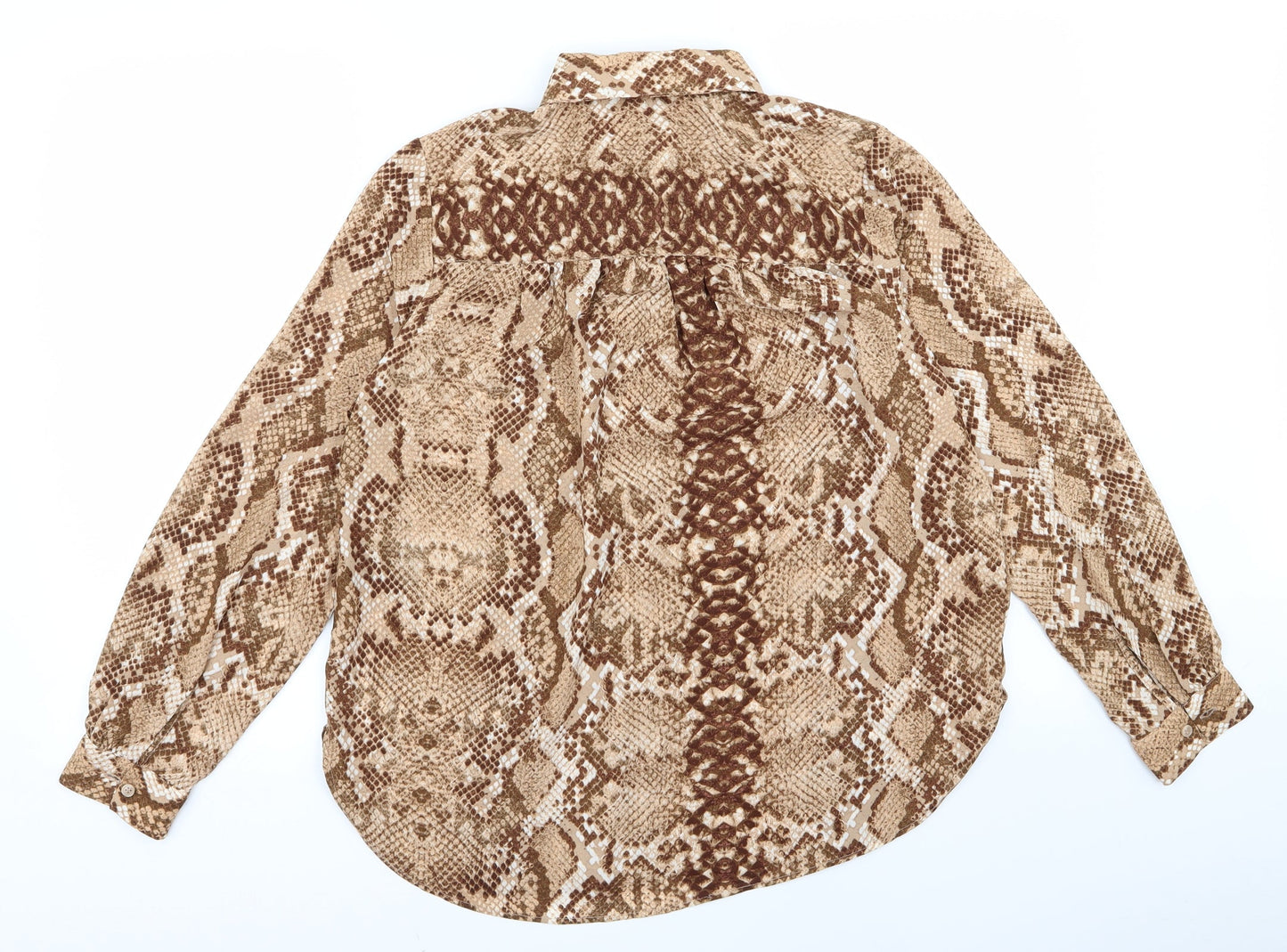 H&M Womens Brown Animal Print  Basic Button-Up Size 12