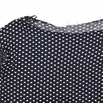 H&M Womens Blue Polka Dot  Basic Blouse Size XS