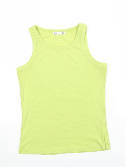 Additional front view of EA women’s yellow basic t-shirt, size UK 8