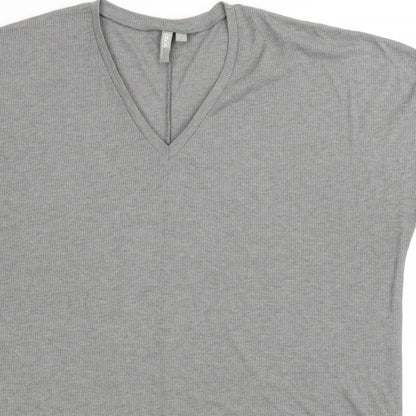 Close-up detail of ASOS women’s grey basic blouse, size UK 18