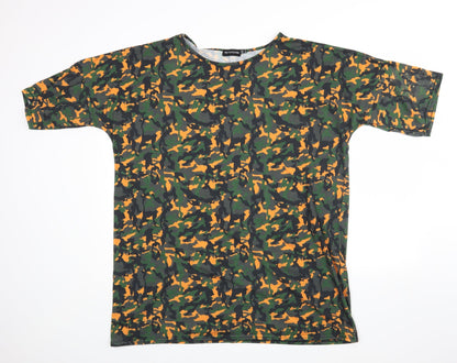 PRETTYLITTLETHING Womens Green Camouflage  Basic Blouse Size 12