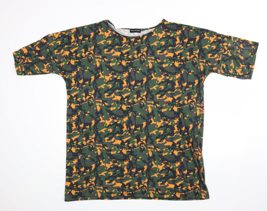 PRETTYLITTLETHING Womens Green Camouflage  Basic Blouse Size 12