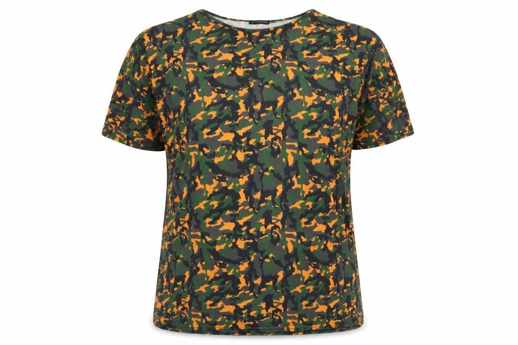 PRETTYLITTLETHING Womens Green Camouflage  Basic Blouse Size 12