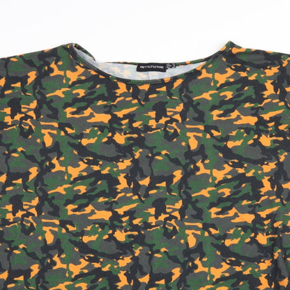 PRETTYLITTLETHING Womens Green Camouflage  Basic Blouse Size 12