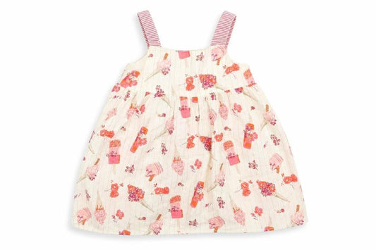 Front view of Monsoon girls’ beige geometric a-line, size 9-12, months
