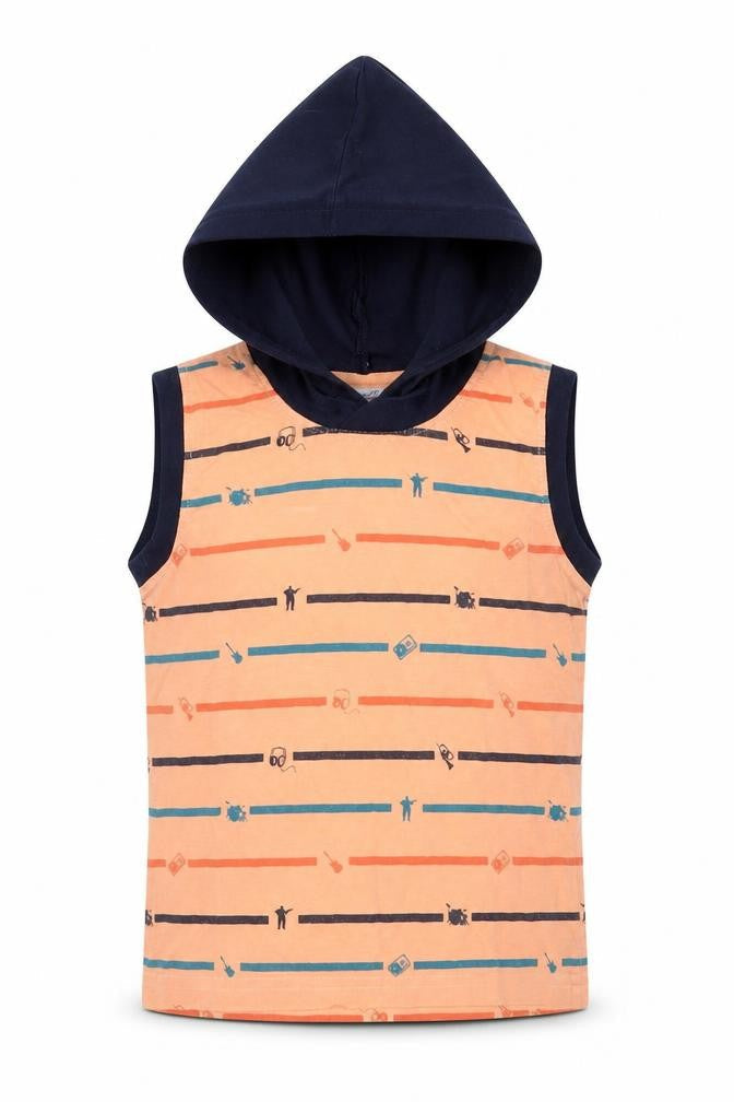 Taeko Boys Orange Striped  Basic T-Shirt Size 2-3 Years