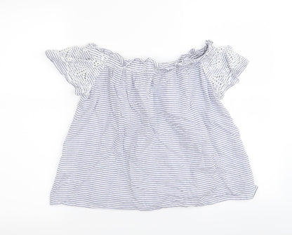 Preloved Primark Womens Blue Striped  Basic Blouse Size 4 - Back