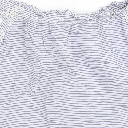 Preloved Primark Womens Blue Striped  Basic Blouse Size 4 - Label