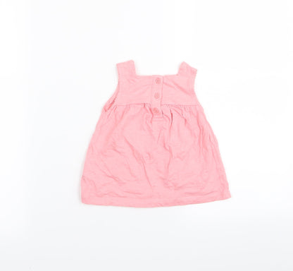 Back view of F&F girls’ pink geometric fit & flare, size 3-6, months