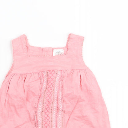 Close-up detail of F&F girls’ pink geometric fit & flare, size 3-6, months