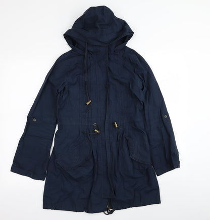 Additional front view of denim and co women’s blue jacket coat, size UK 8